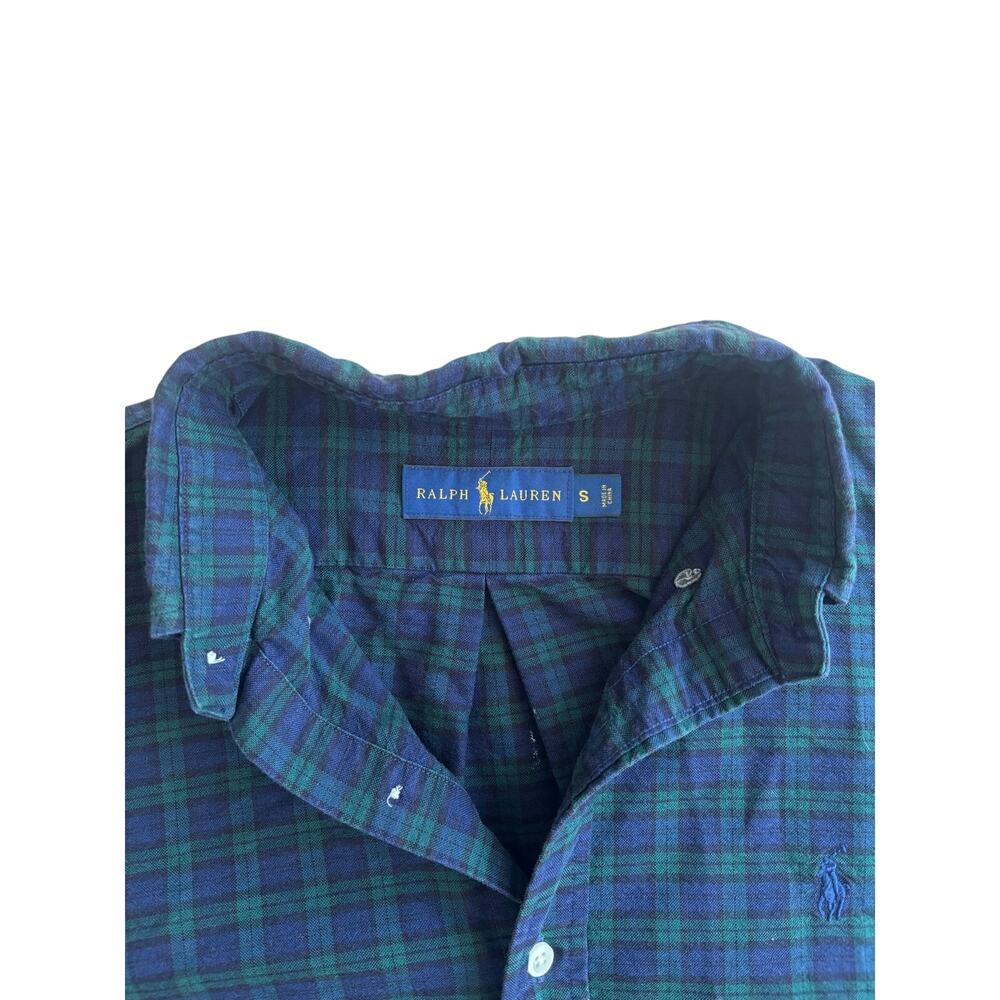 Ralph Lauren Plaid Button Down Shirt Men Small Blue Green Pony Logo Cotton - Picture 3 of 13